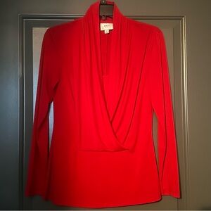 ECI Bold Red Drape Neck Blouse